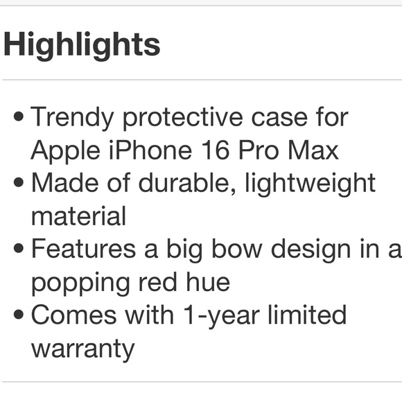 HEYDAY NWT apple iphone 16 pro max bow case red -VIRAL - Picture 4 of 6